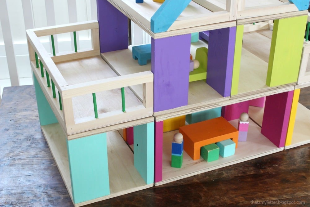 modular wooden dollhouse